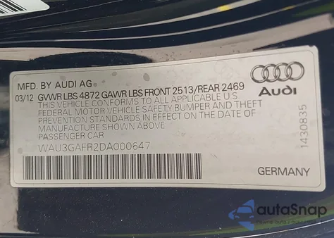 2013 Audi S5 3.0T Premium Plus из США, поврежденный, VIN WAU3GAFR2DA000647